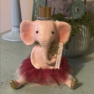 Charming Elephant Figurine with Gold Accents and Red Tutu